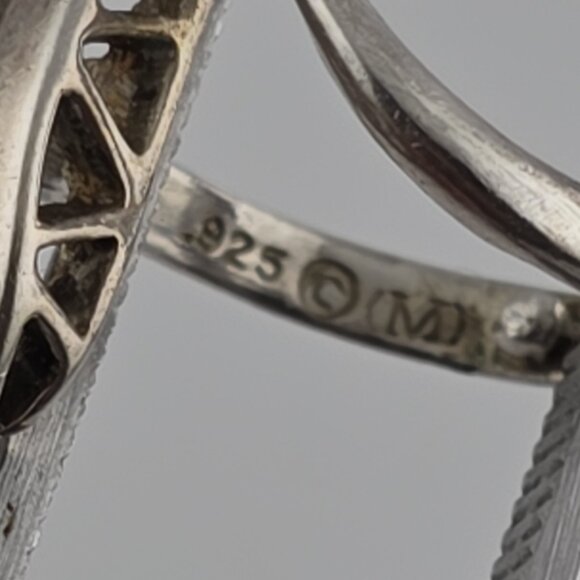 925 Sterling Silver Ring Pear Cut Amethyst Unique Modernist 3.25 Vintage Artisan - Picture 12 of 12